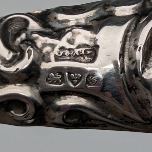 1907 年英國古董純銀手柄大紐帶掛鉤 24 厘米